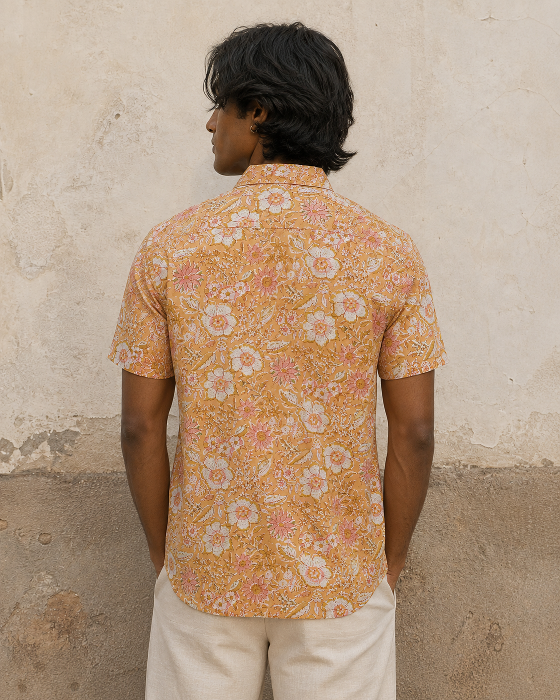 Yellow Jaal Cotton Mens Half Sleeve Shirts