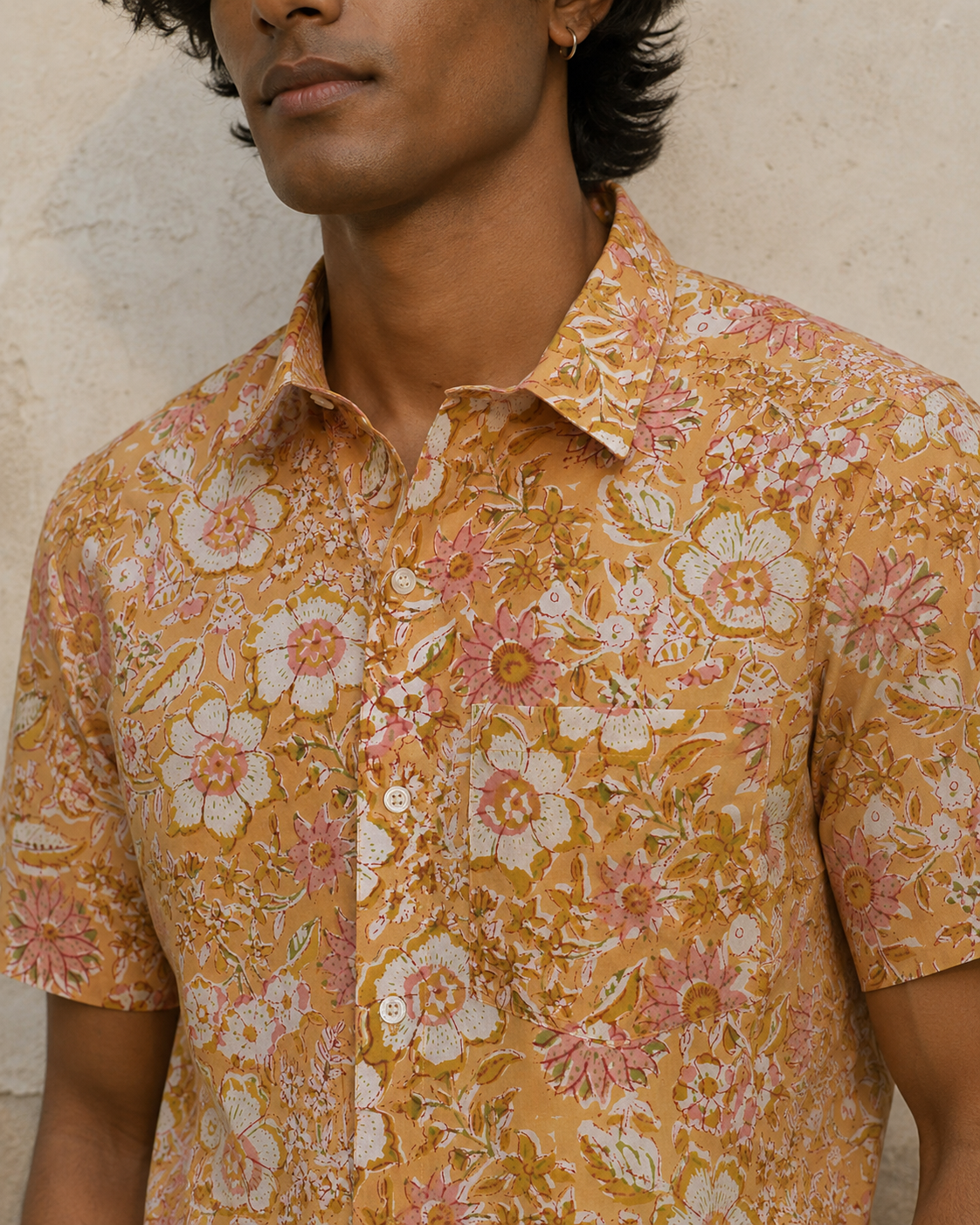 Yellow Jaal Cotton Mens Half Sleeve Shirts