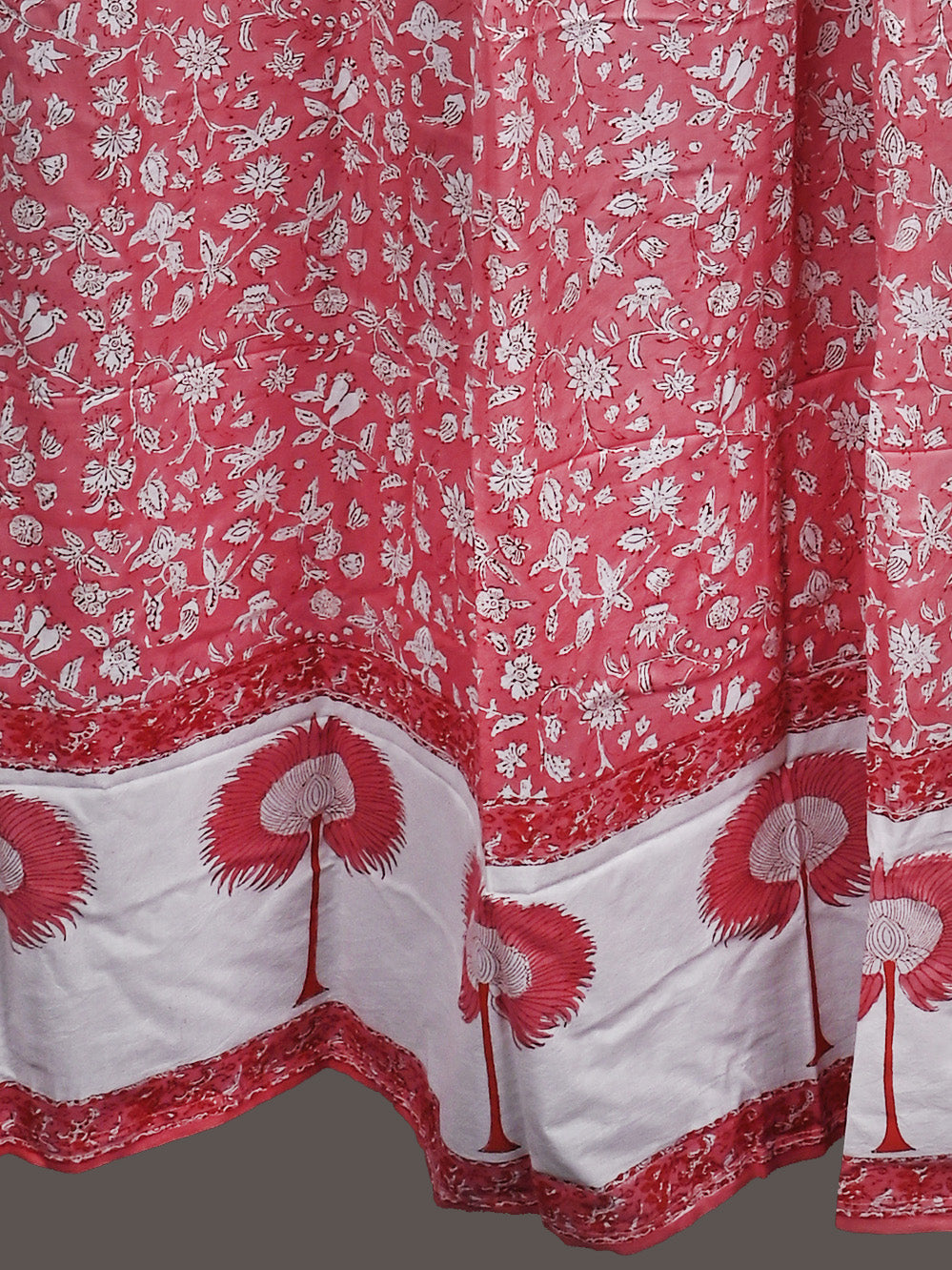 Hand Block Printed Gulabi Chintz Cotton Curtain Set