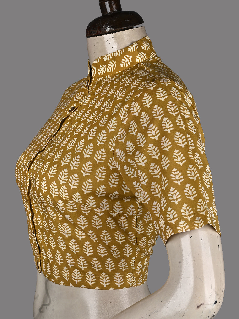 Bagru Yellow Traditional Booti Prints Hand Block Printed Cotton Blouse