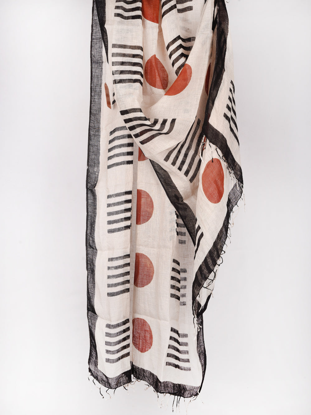 Bagru Sunny Day Hand Printed Pure Linen Dupatta