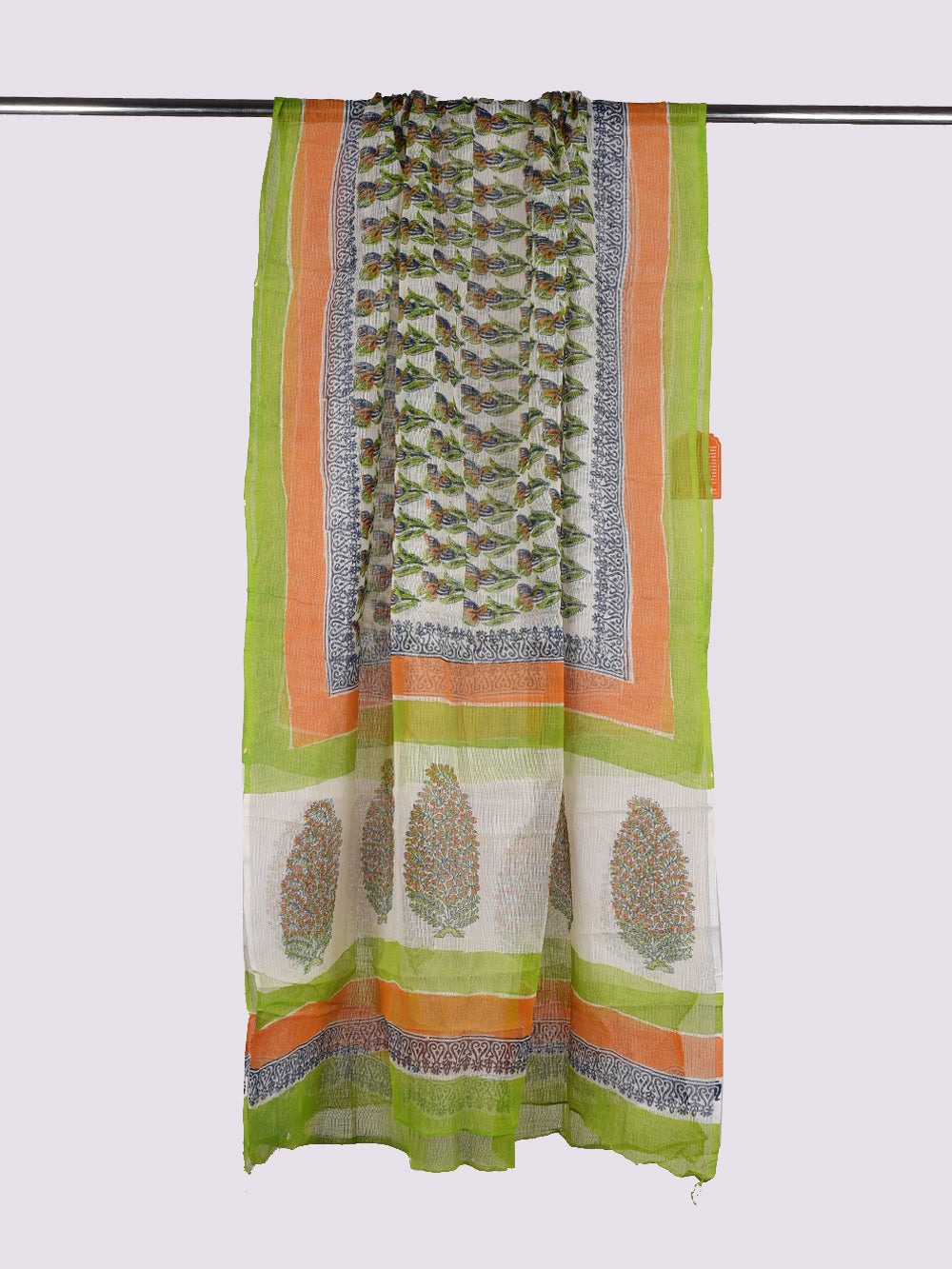 Tulip Flower Hand Block Printed Pattern Kota Doria Dupatta