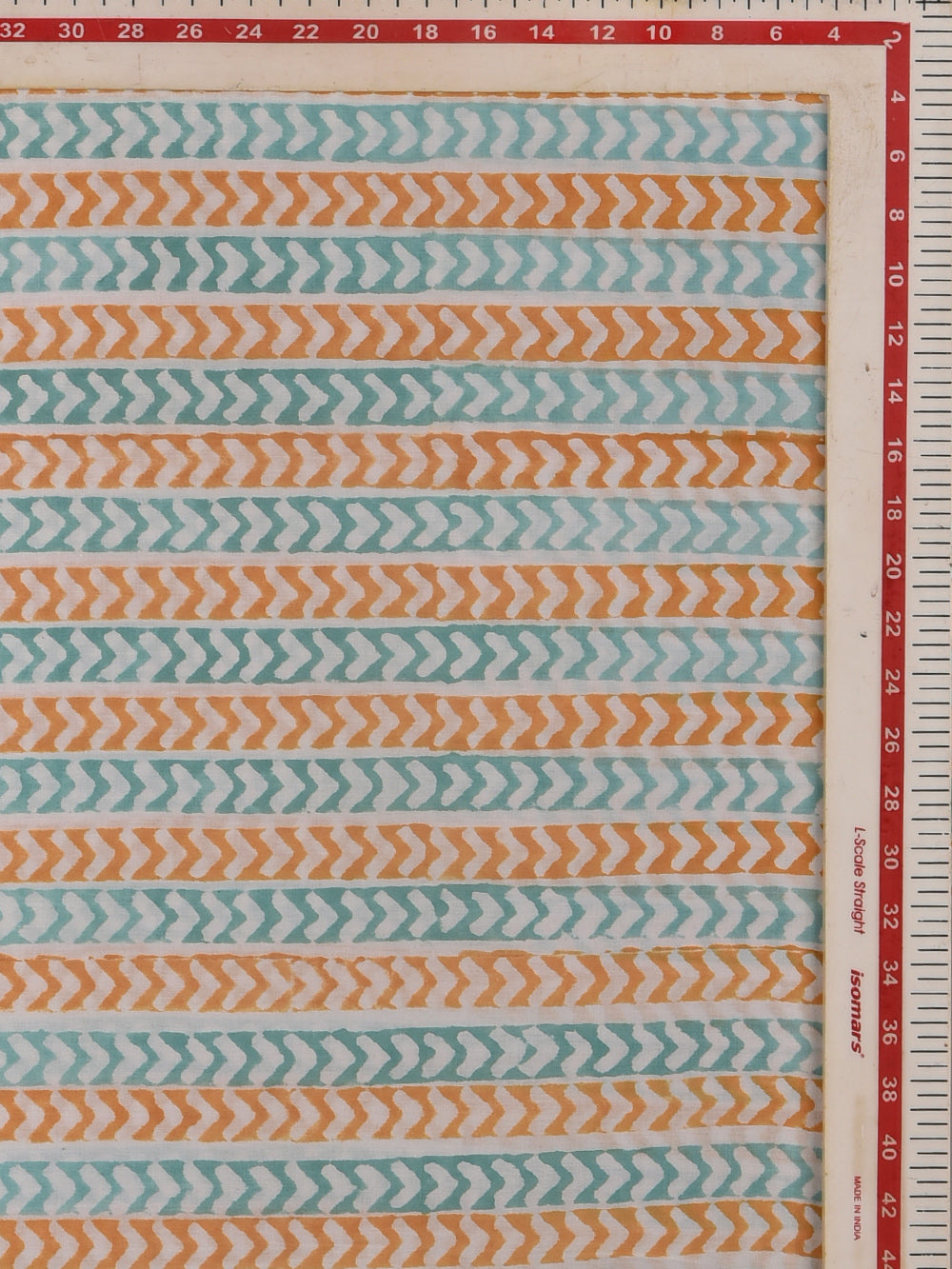 Blue Yellow Arrow Parcha Cotton Cambric Sanganeri Hand Block Printed Fabric