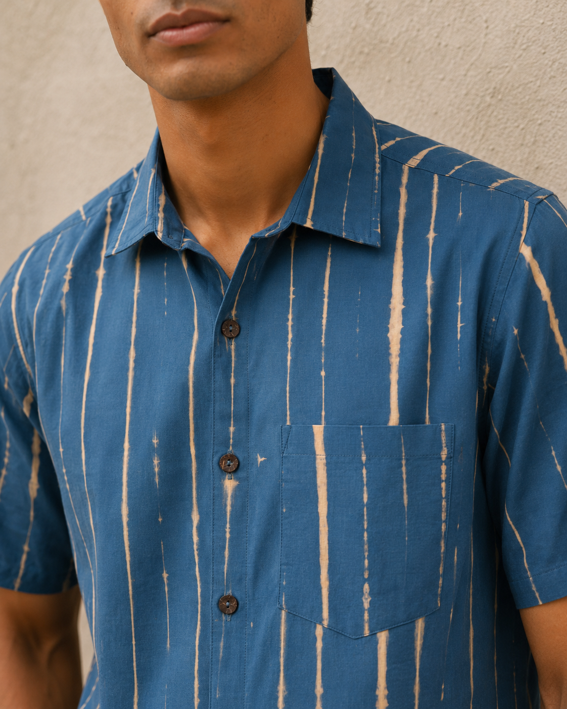 Indigo Tie & Dye Cotton Mens Half Sleeve Shirts