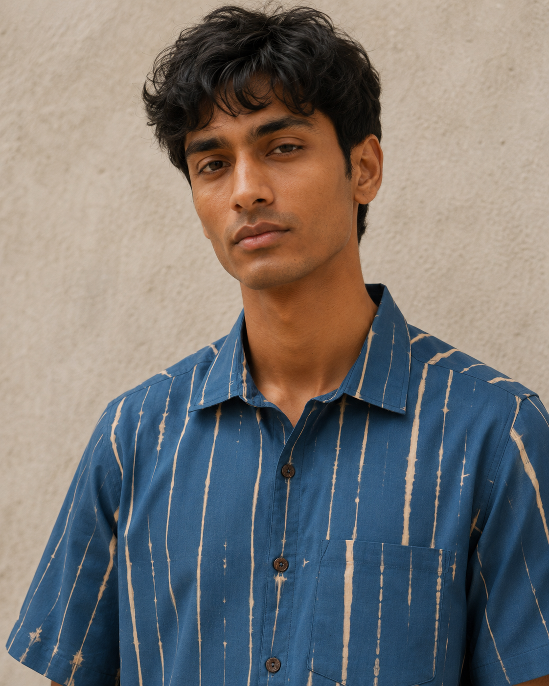Indigo Tie & Dye Cotton Mens Half Sleeve Shirts