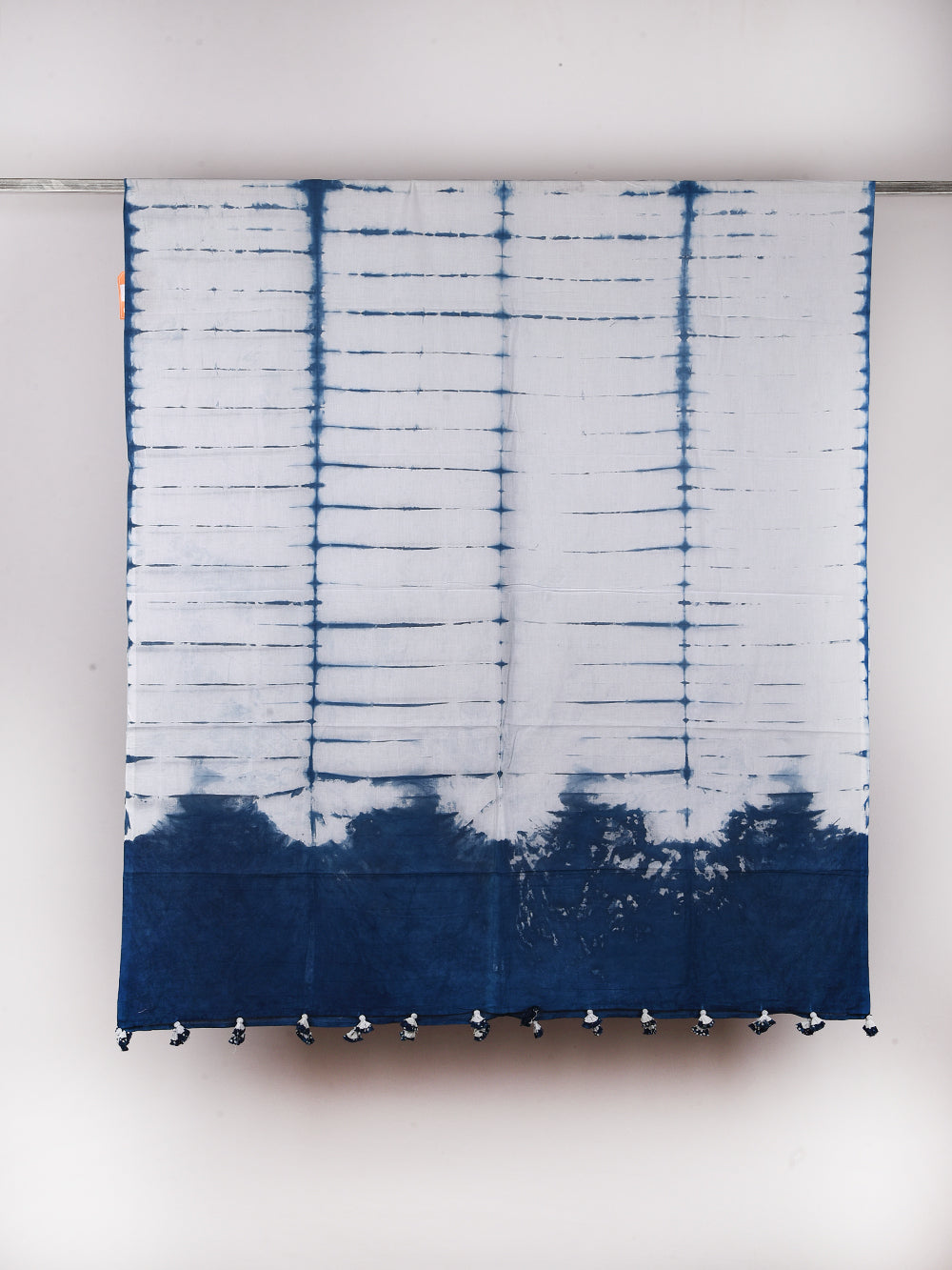 Indigo Tie & Dye Voile Cotton Dupatta with Tassels