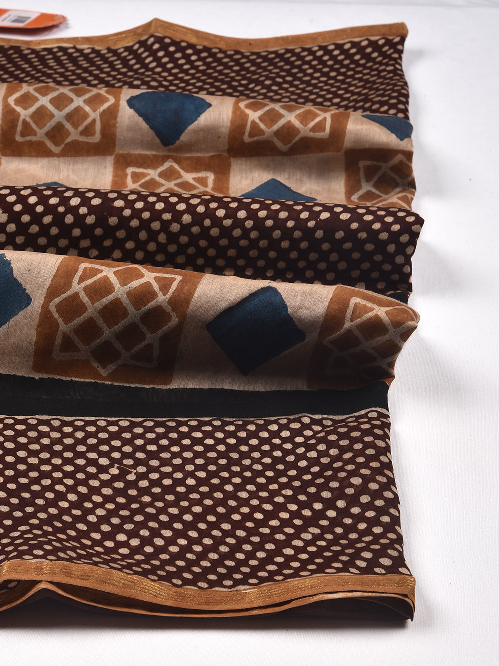 Traditional Diamond Hand Block Printed Silk Cotton Chanderi Dupatta