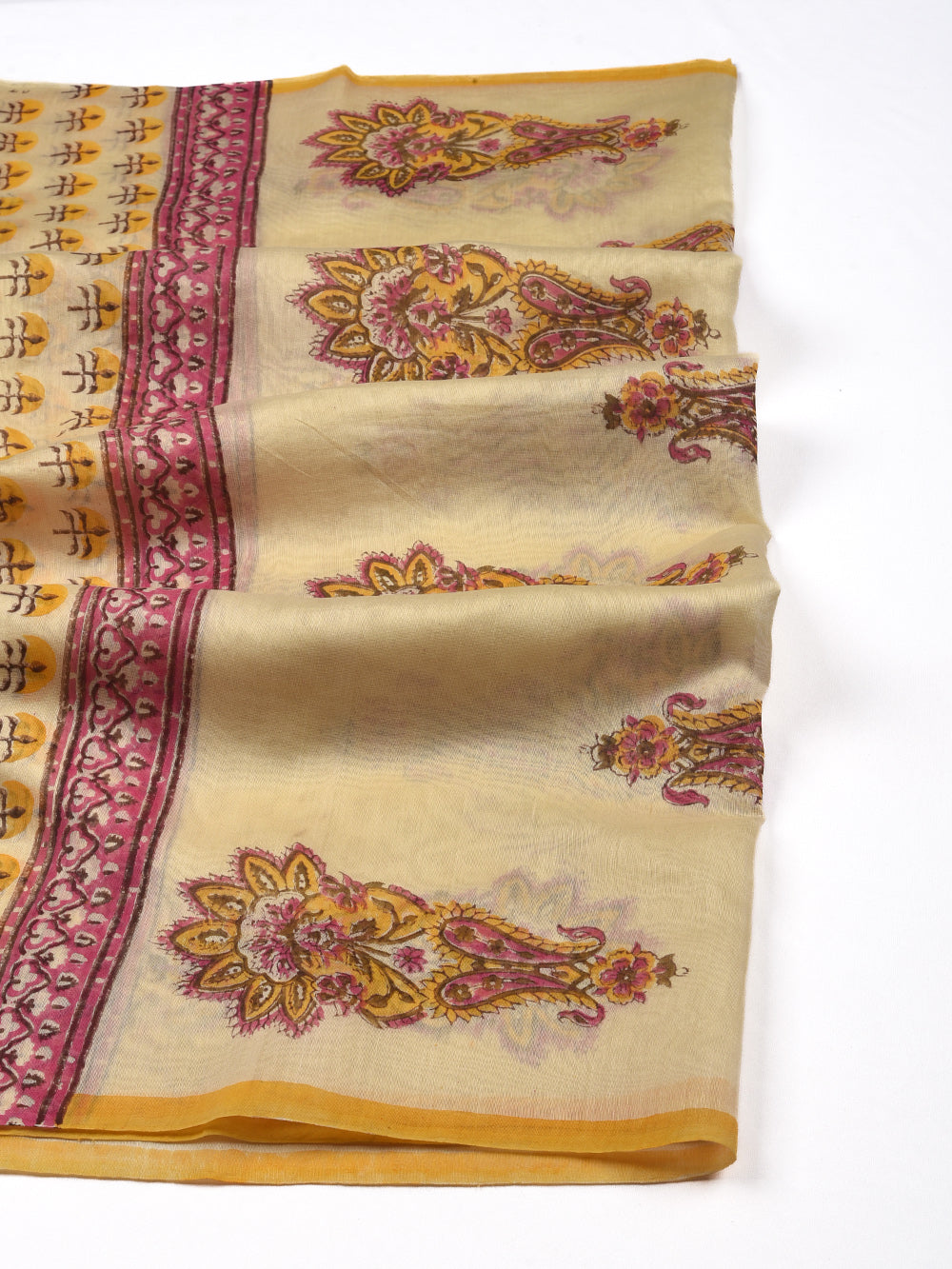 Mughal Boota Hand Block Printed Mono Cotton Chanderi Dupatta