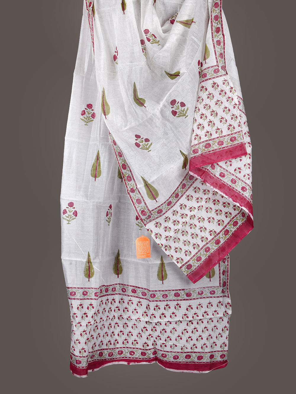 Mughal Booti Hand Block Printed Silk Cotton Chanderi Dupatta