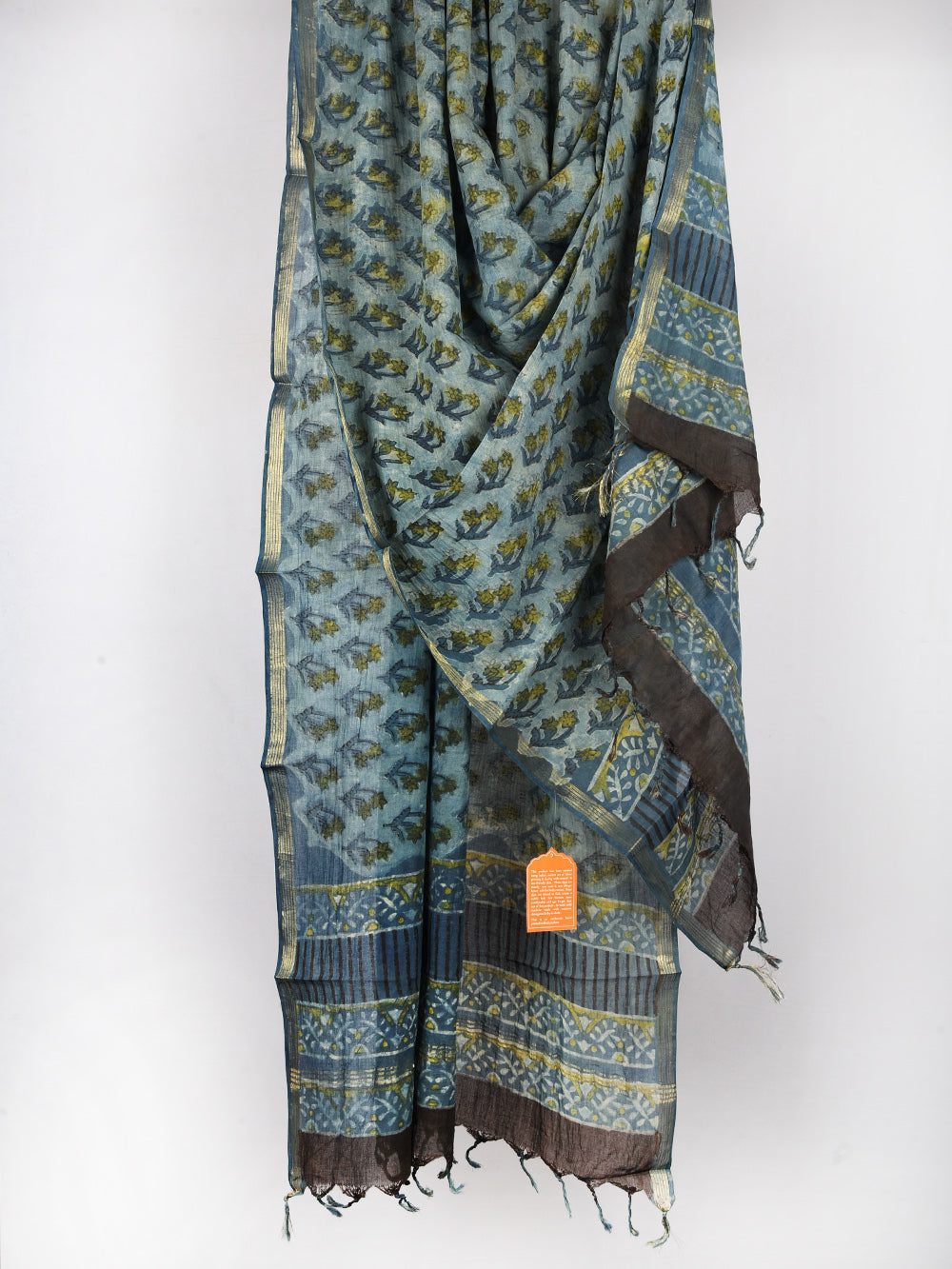 Multani Booti Hand Block Printed Silk Cotton Chanderi Dupatta