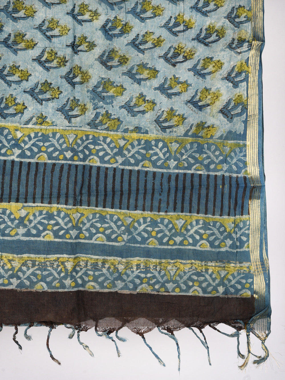 Multani Booti Hand Block Printed Silk Cotton Chanderi Dupatta