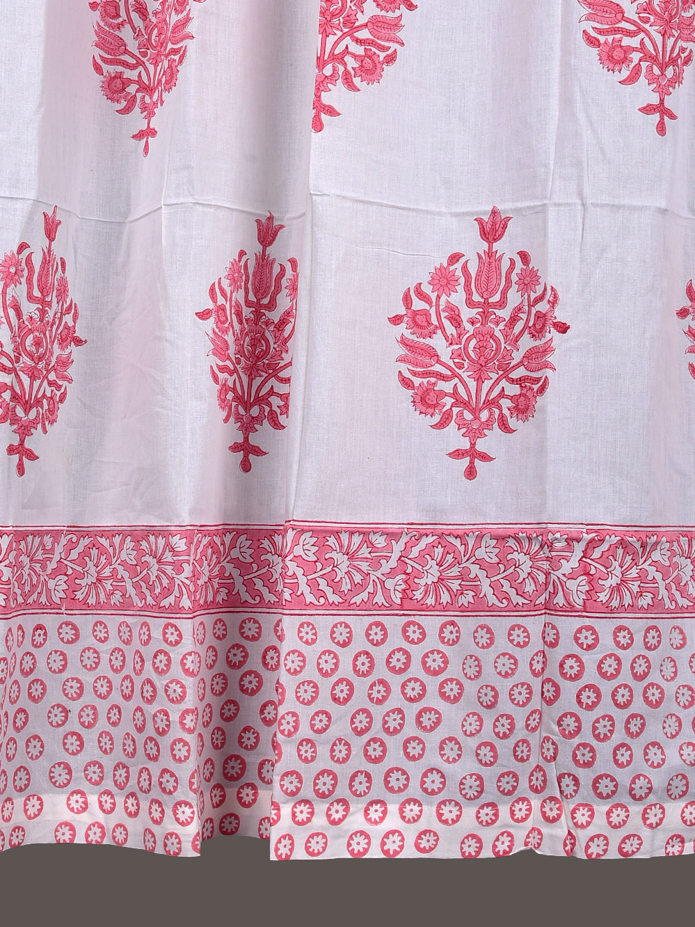 Hand Block Printed Pink Mughal Boota Cotton Curtain Set