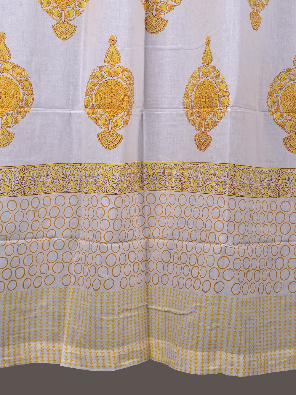 Hand Block Printed Yellow Butta Cotton Curtain Set