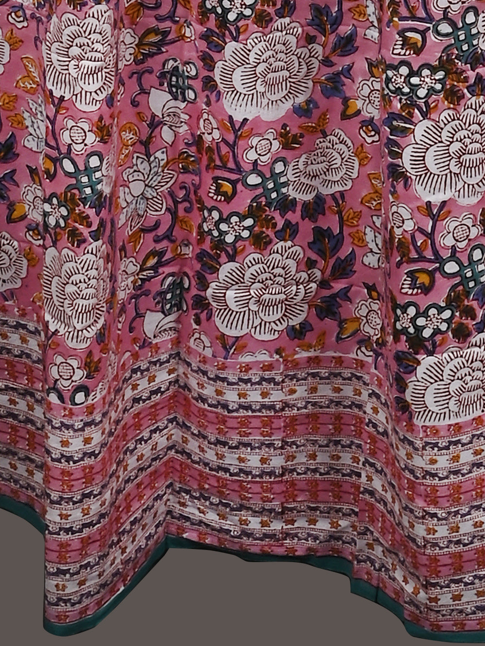 Hand Block Printed Pink Chintz Cotton Curtain Set