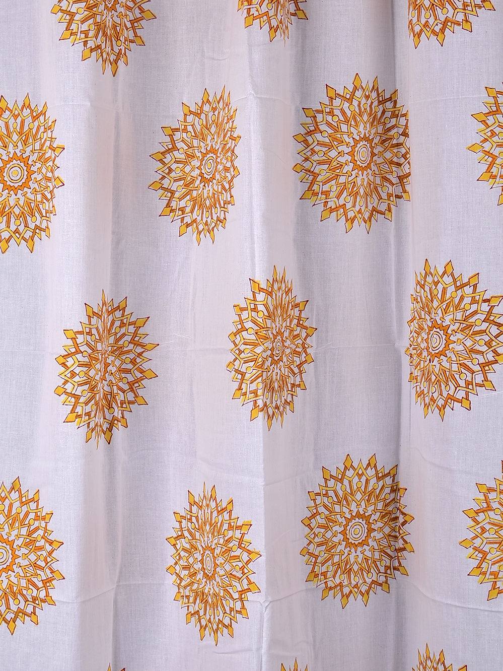 Hand Block Printed Yellow Mandala Cotton Curtain Set