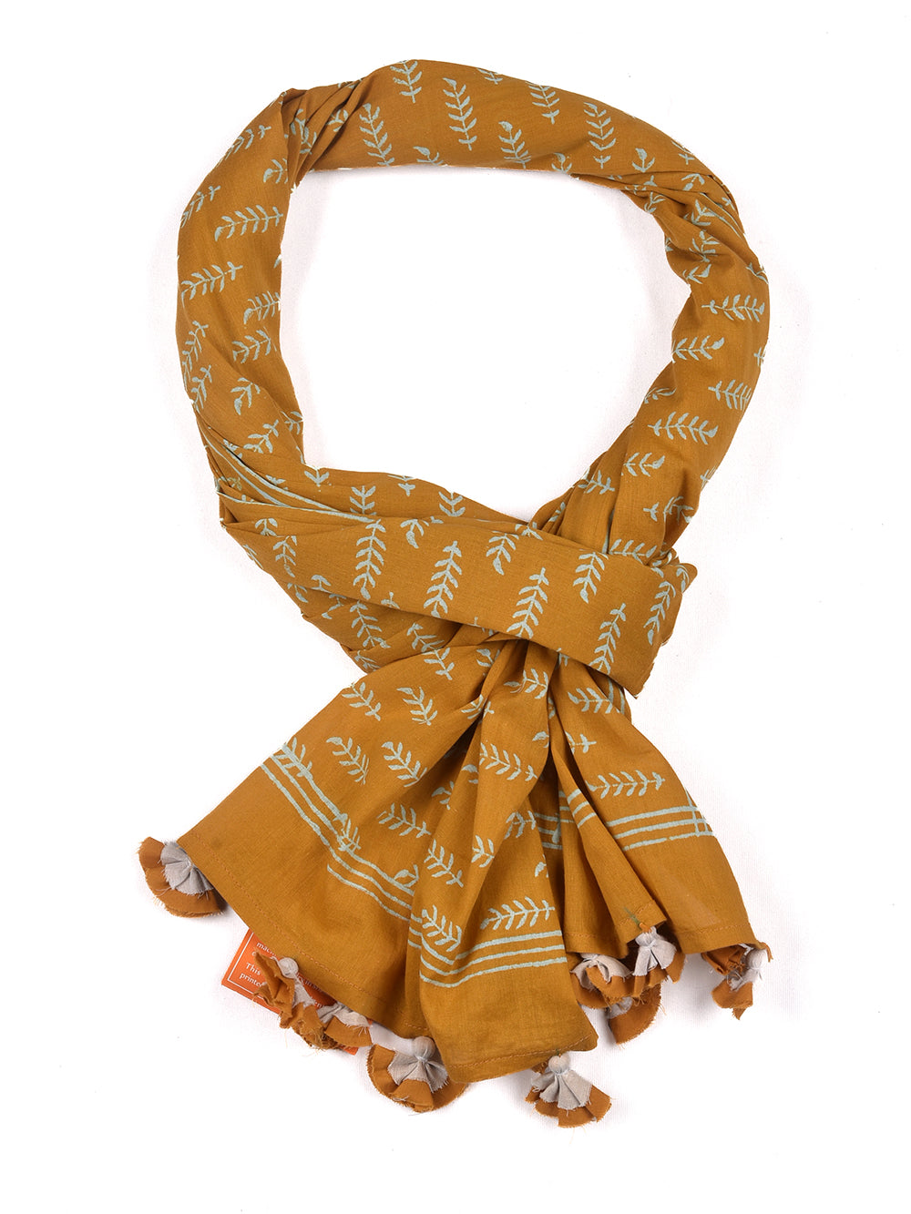 Yellow Sprig Cotton Voile Block Printed Stole