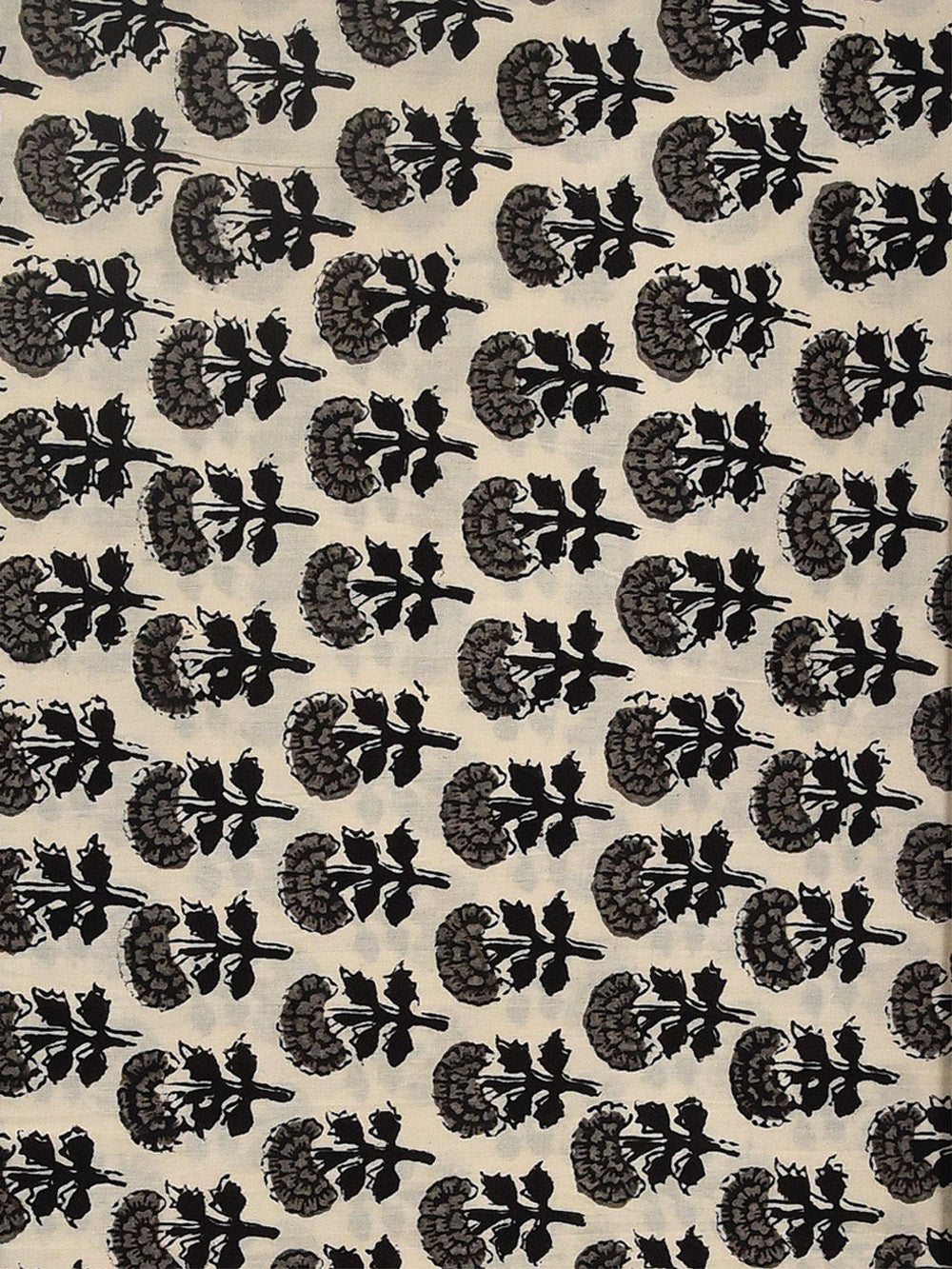 Bagru Grey Natural Dyed Mogra Flower Pattern Cotton Cambric Fabric