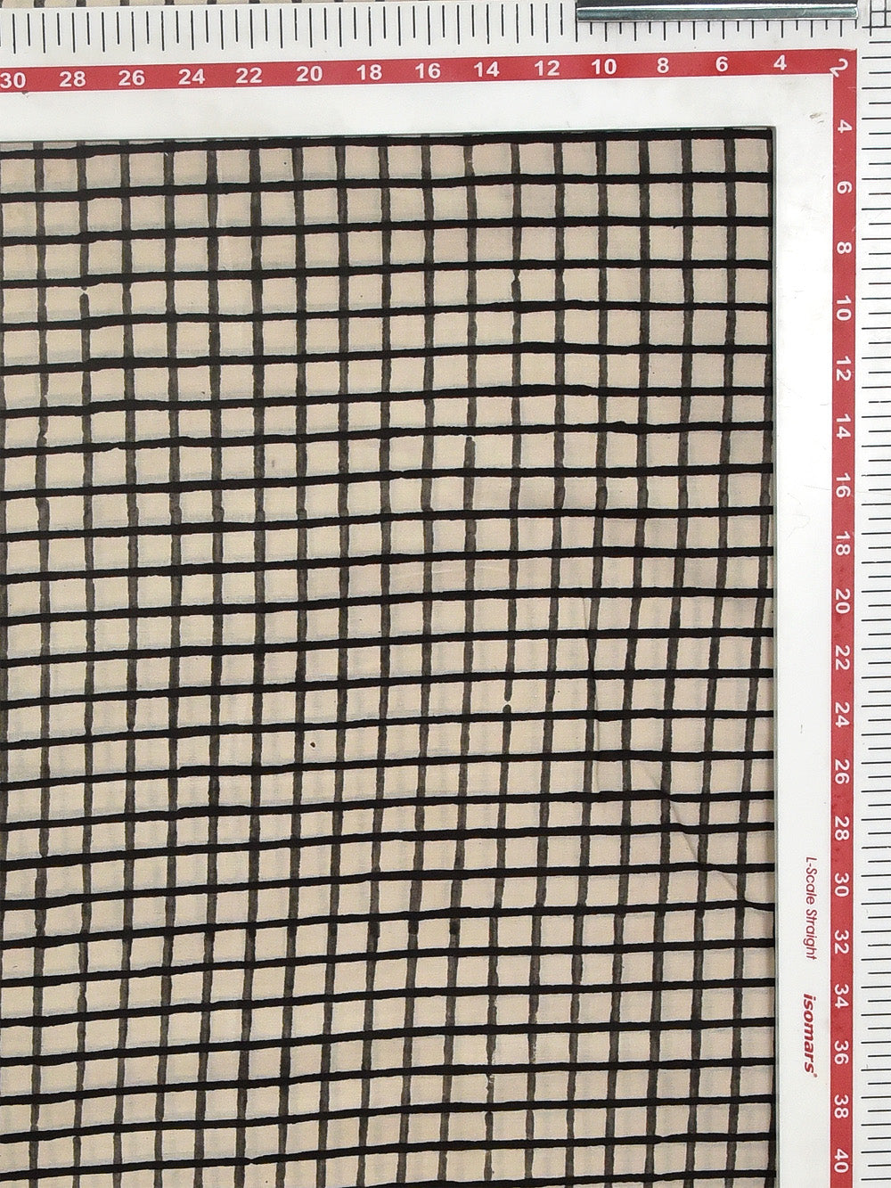 Bagru Grey Natural Dyed Checks Pattern Cotton Cambric Fabric