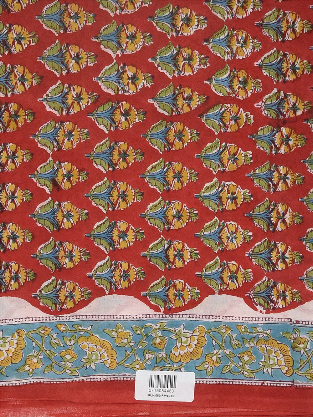 Red Flower Booti Pattern Cotton Cambric Rapid Sanganeri Fabric