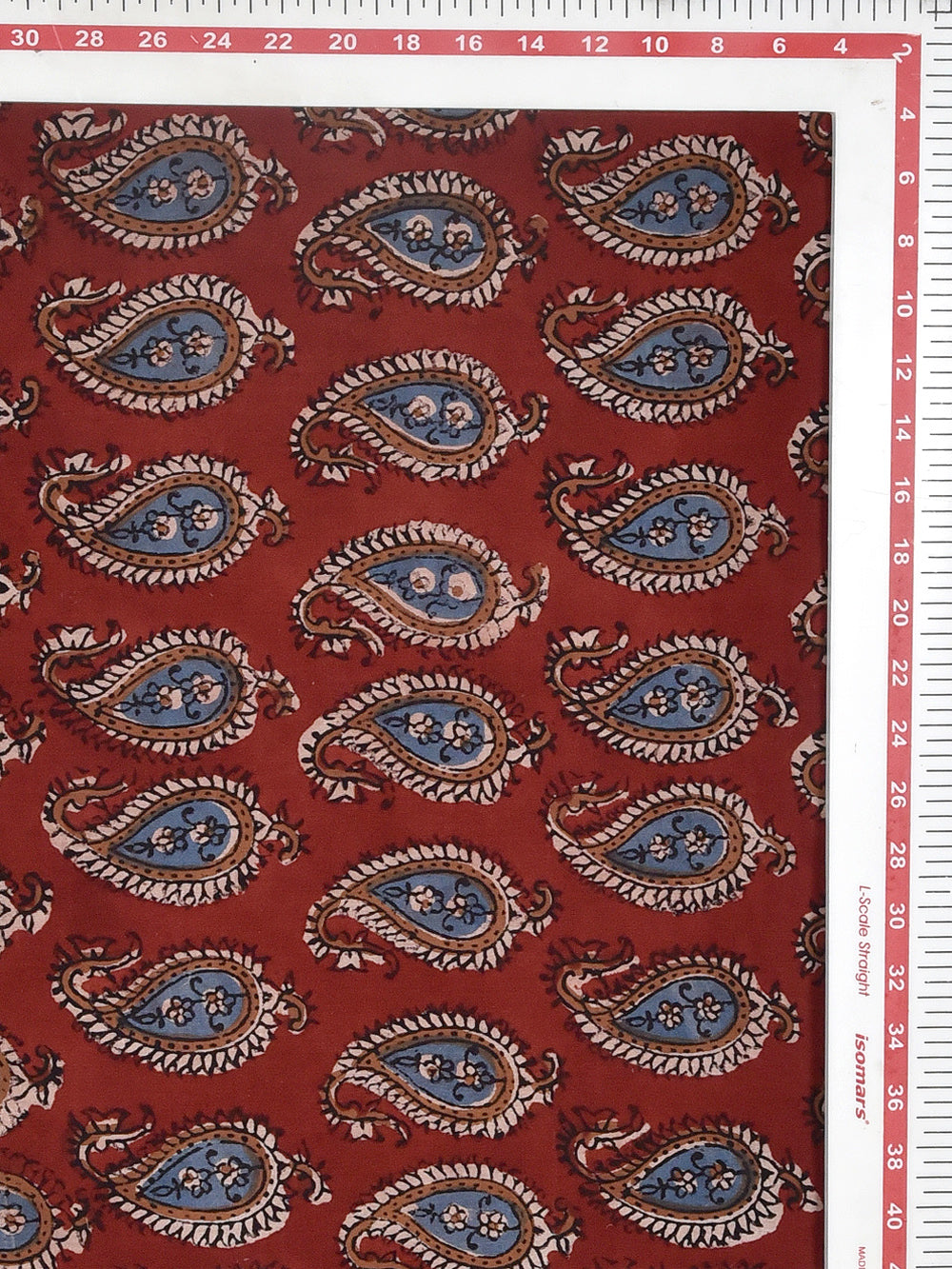 Red Paisley Booti Kalamkari Cotton Cambric Fabric