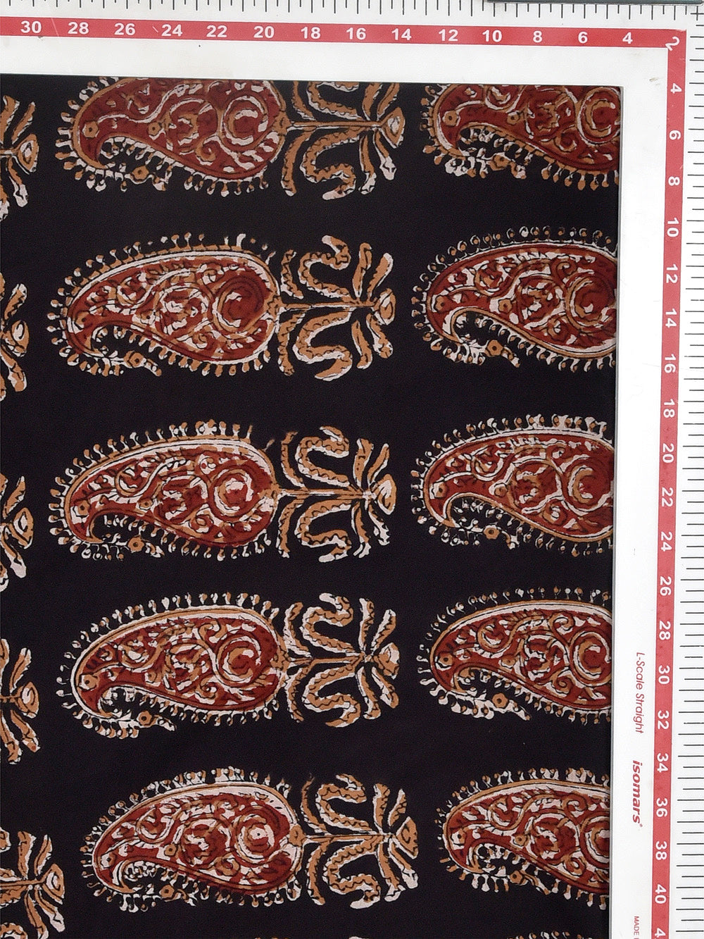 Black Big Paisley Booti Kalamkari Cotton Cambric Fabric
