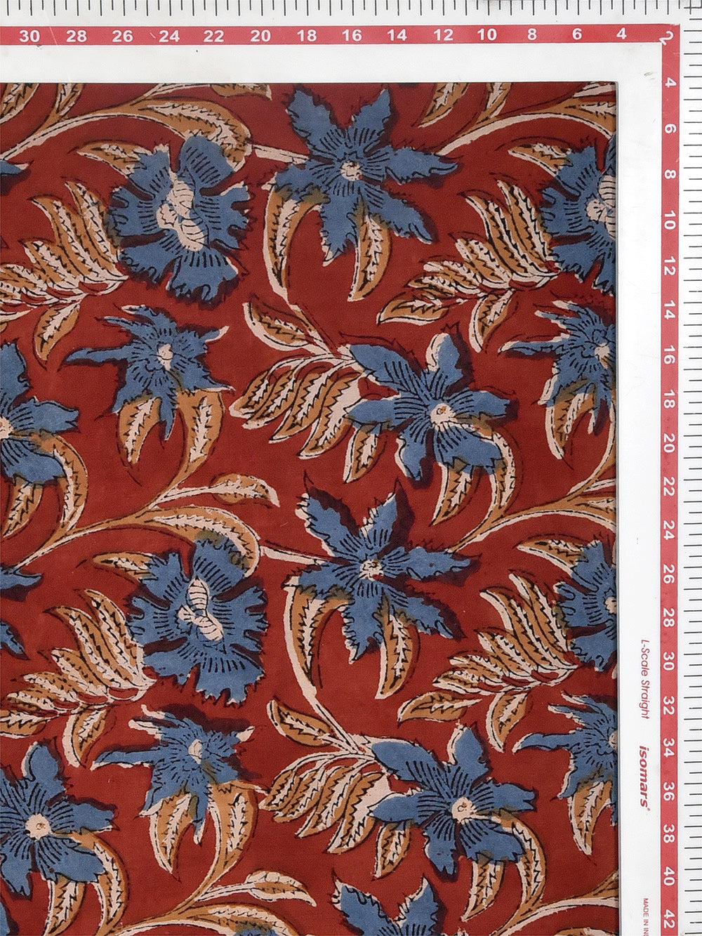 Red Dangling Flowers Kalamkari Cotton Cambric Fabric