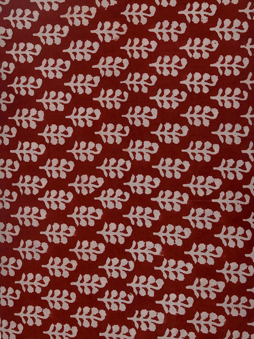 Bagru Red Natural Dyed Leaf Flower Pattern Outline Cotton Cambric Fabric