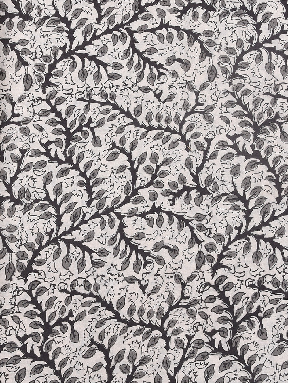 Bagru Grey Natural Dyed Leaves Forage Pattern Cotton Cambric Fabric