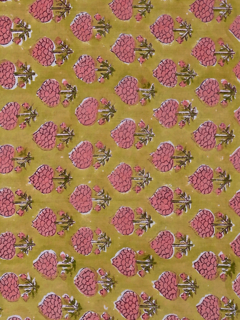 Yellow Flower Bagru Lotus Booti Pattern Rapid Sanganeri Fabric