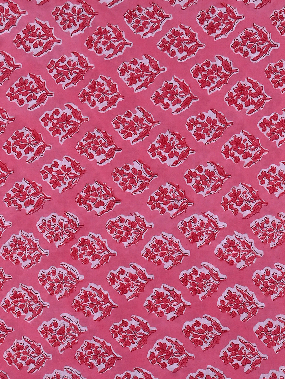 Pink 5 Clove Flower Boota Pattern Rapid Sanganeri Fabric