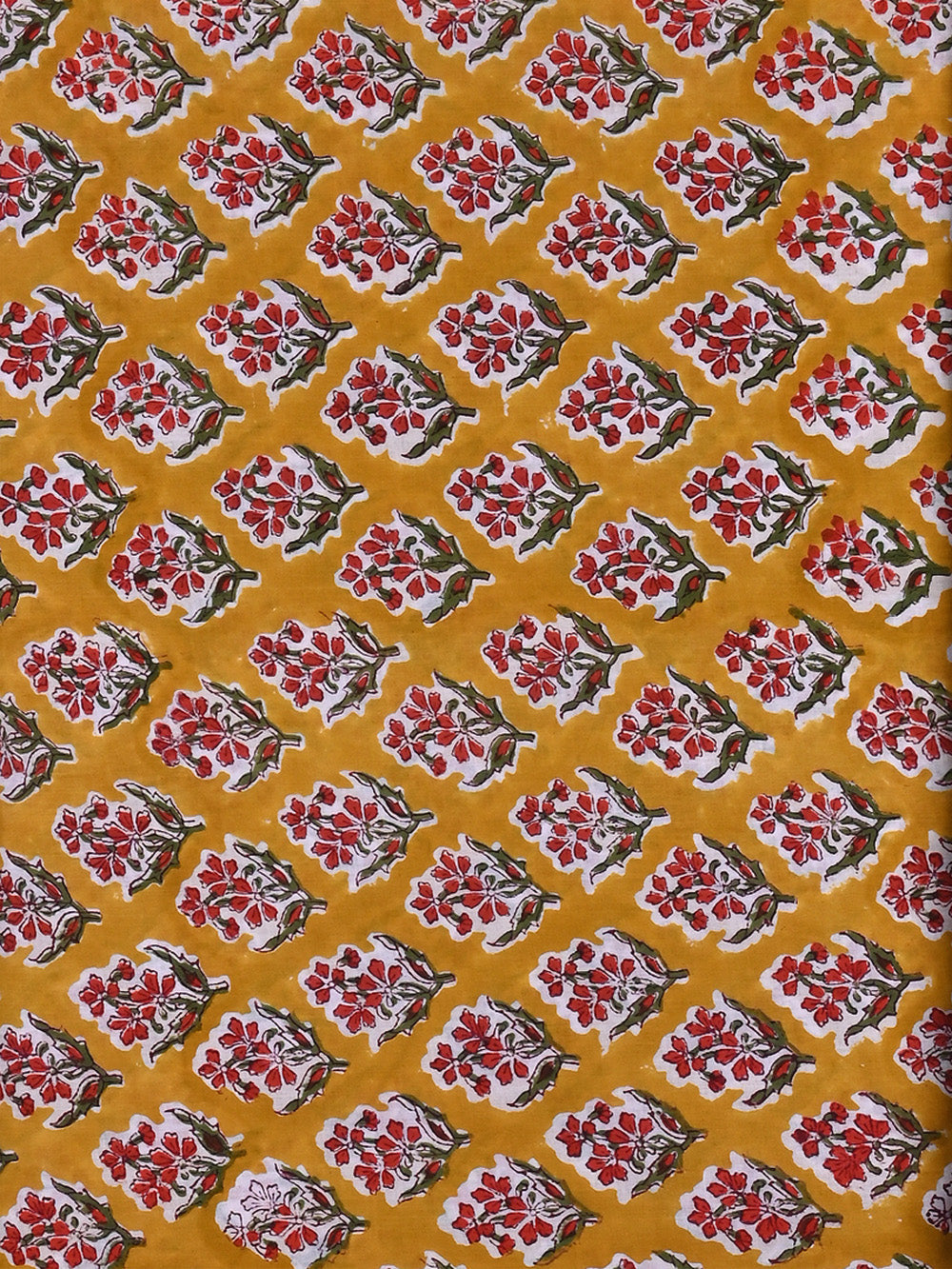 Yellow 5 Clove Flower Boota Pattern Rapid Sanganeri Fabric