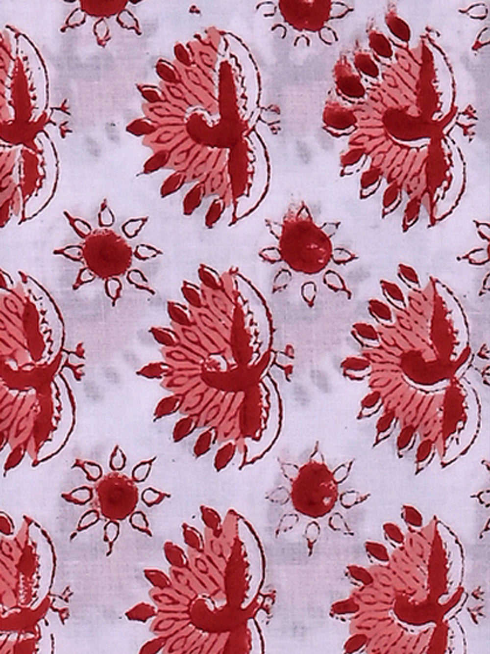 Red - Pink Peacock Pattern Rapid Cotton Cambric Fabrics