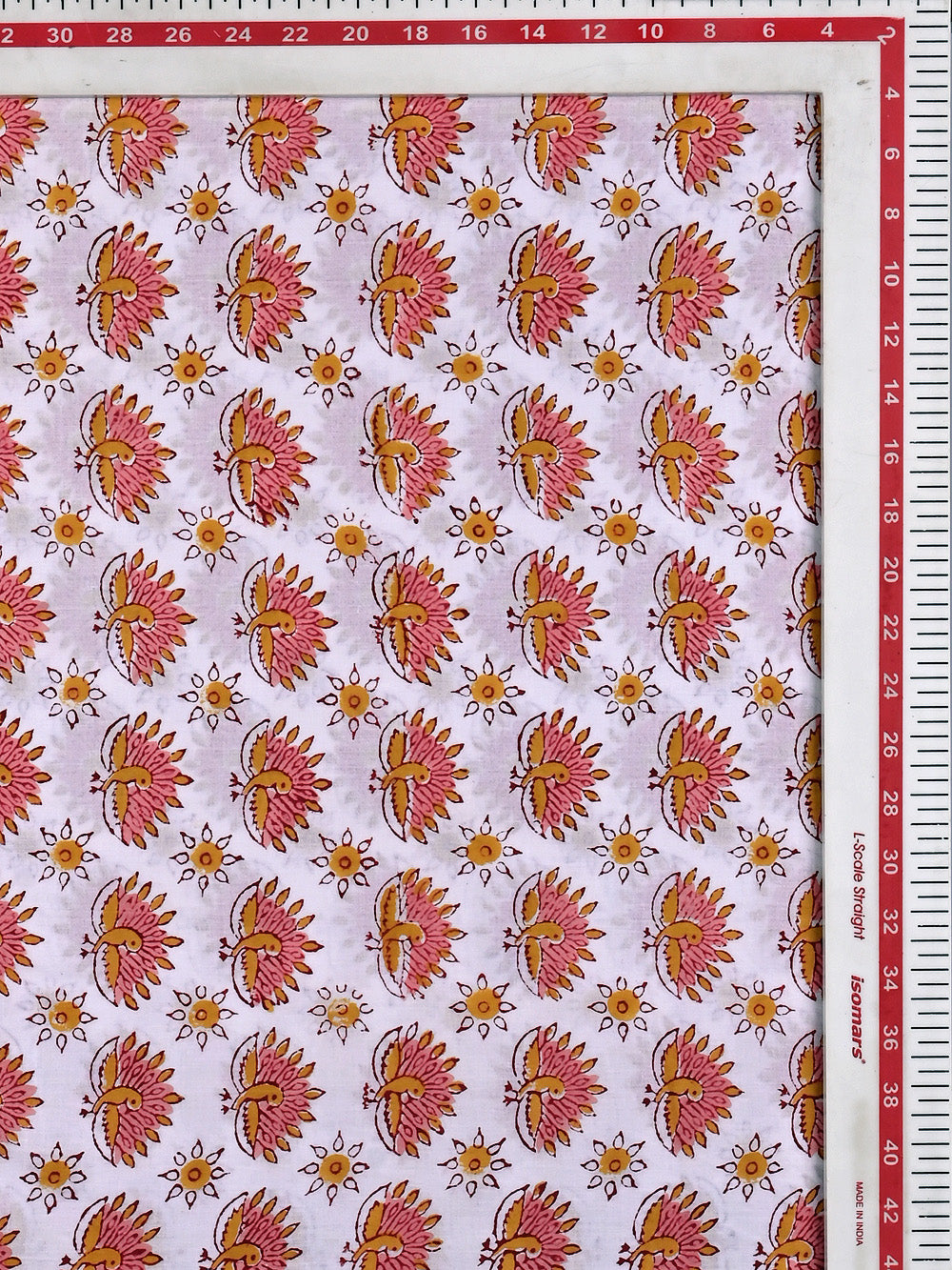 Peach Pink Peacock Pattern Rapid Cotton Cambric Fabrics