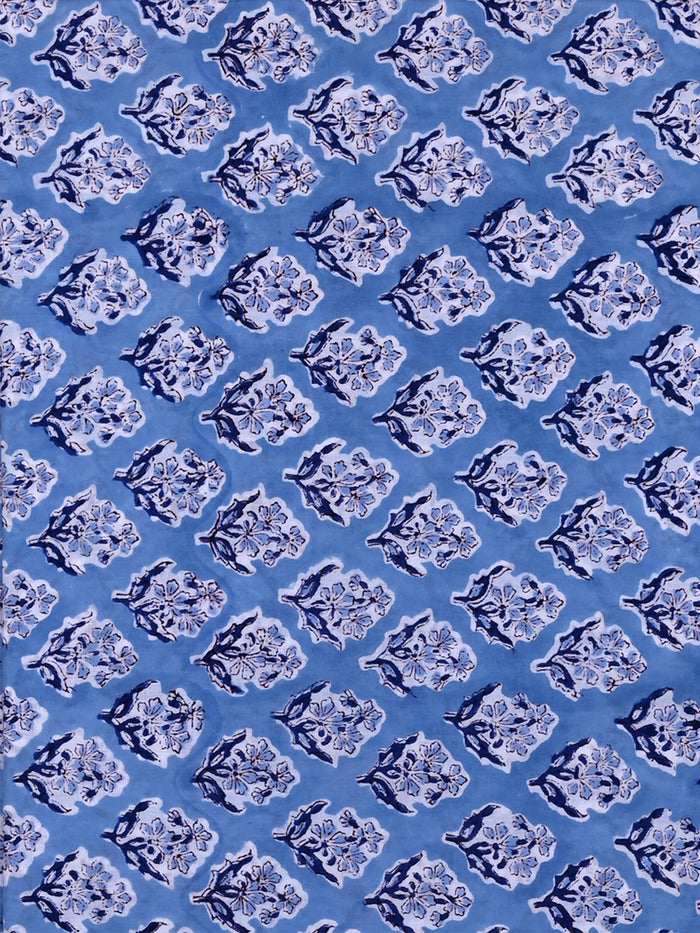 Blue - Block Print Cotton Sanganeri Floral Cushion Cover (16 x 16 in) 08 main image 1