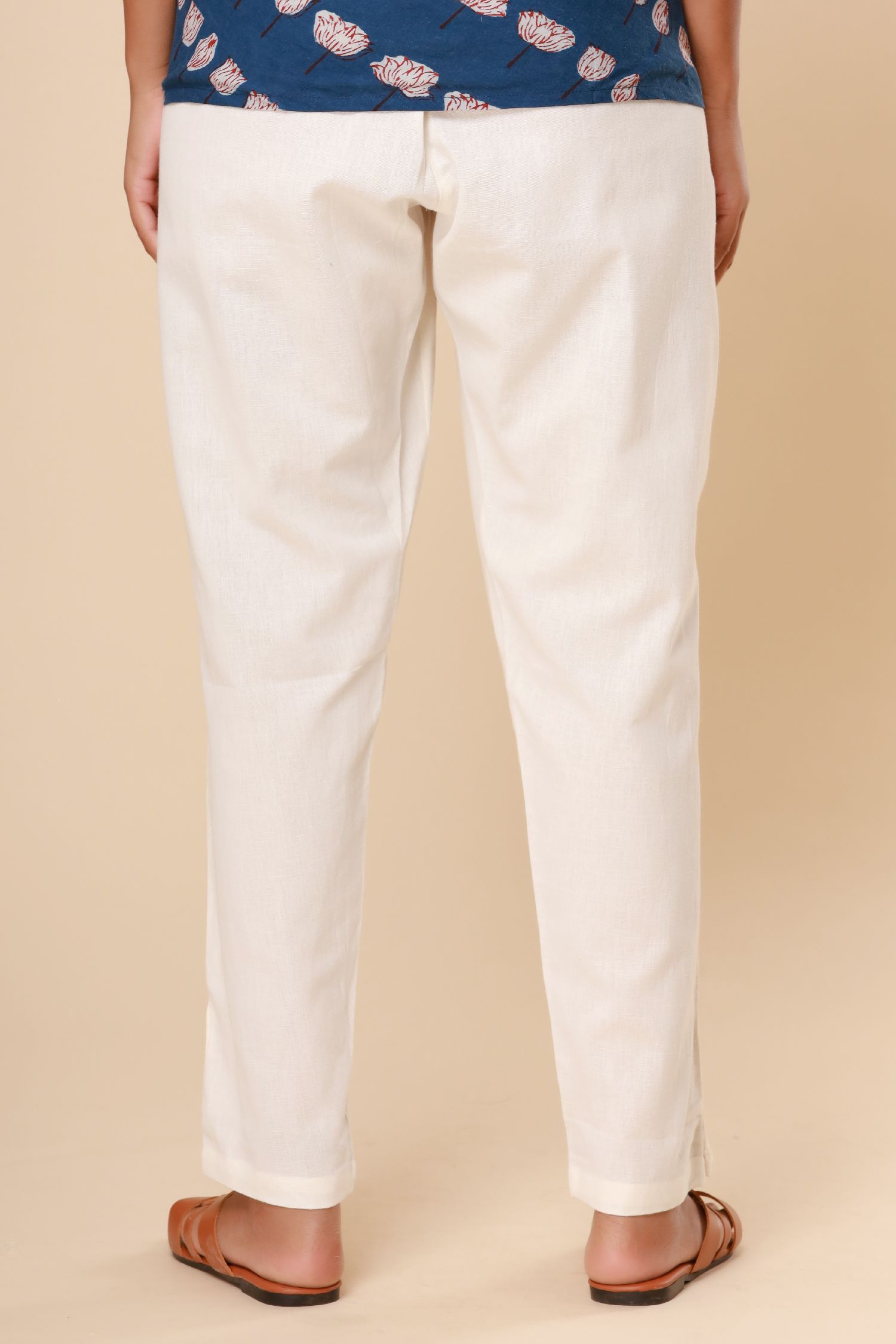 Cream White Cotton Flex Jodhpuri Pants