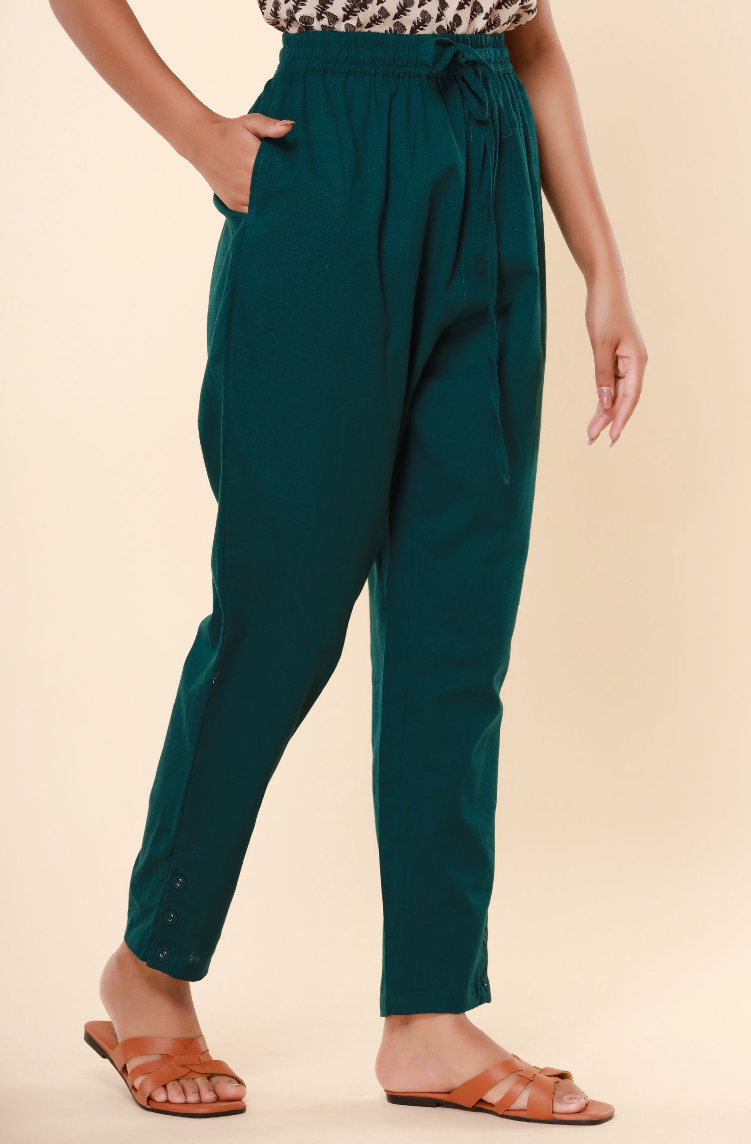 Dark Green Cotton Flex Jodhpuri Pants