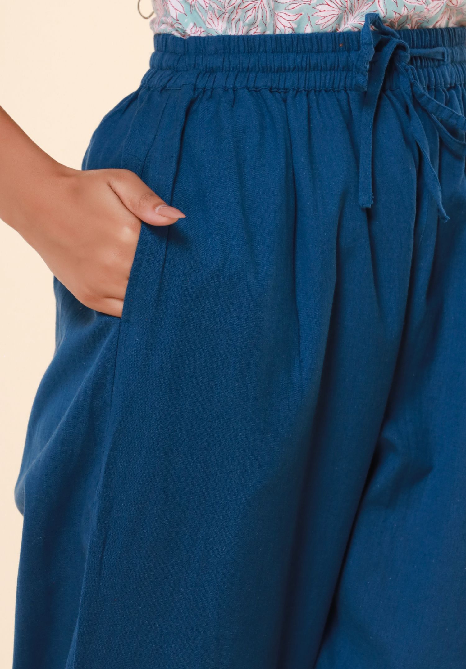 Blue Cotton Flex Jodhpuri Pants