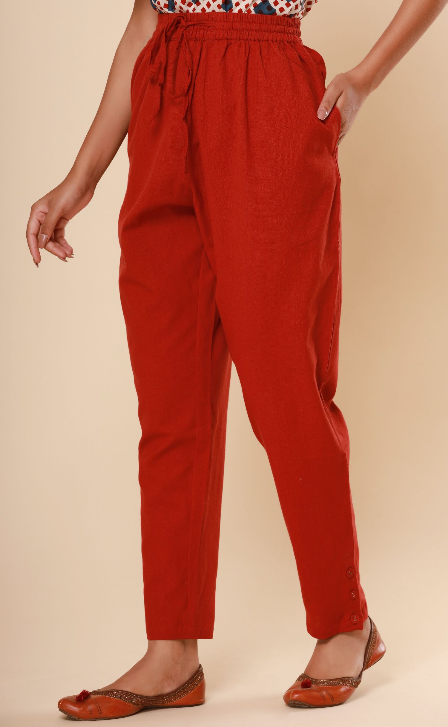 Dark Red Cotton Flex Jodhpuri Pants