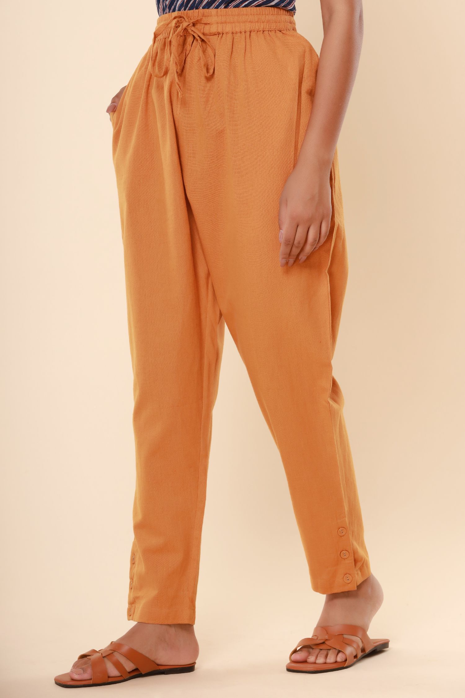 Ochre Yellow Cotton Flex Jodhpuri Pants