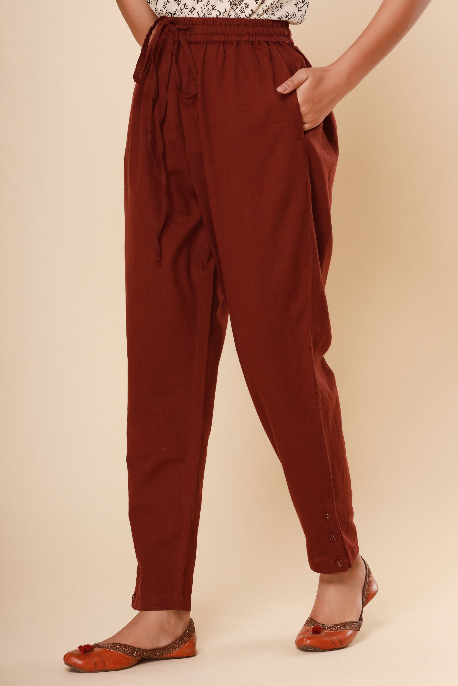 Brown Cotton Flex Jodhpuri Pants