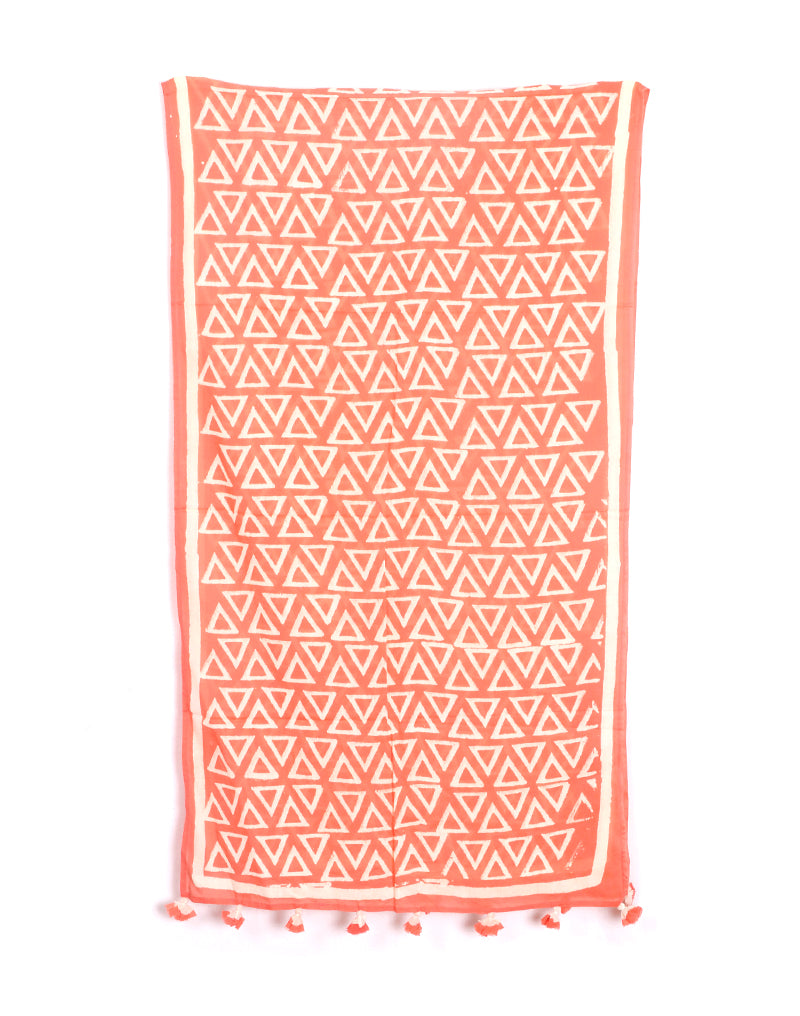 Pink Triangle Cotton Voile Block Printed Stole